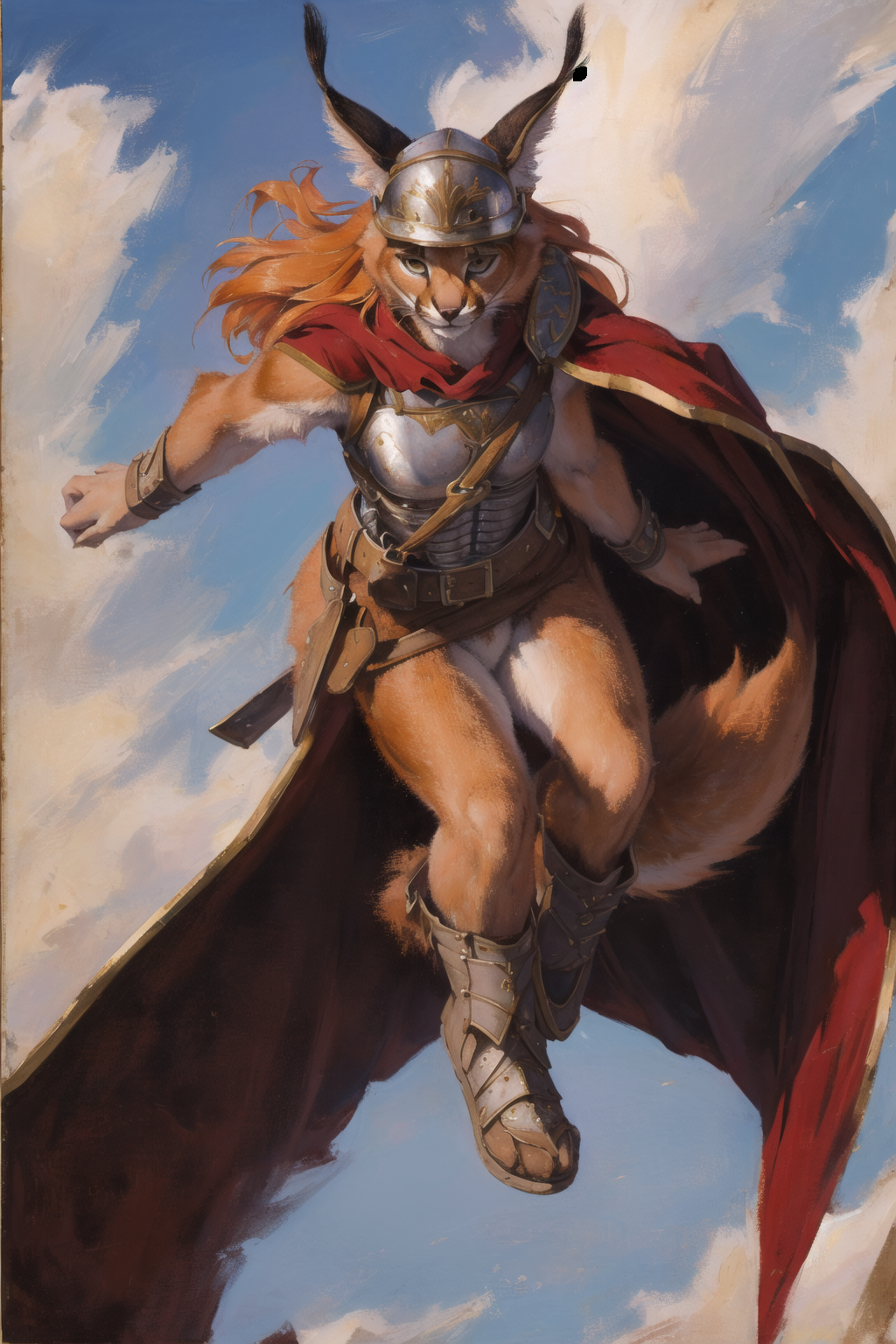 00085-436431163-absurdres, highres, ultra detailed, masterpiece, cel shading,(flying in sky_1.2),wind_furry girl,caracal,long orange hair,shiny.png